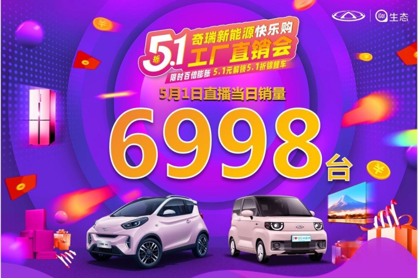 首日订单6998！奇瑞新能源网红小车喜迎51惊喜销量！