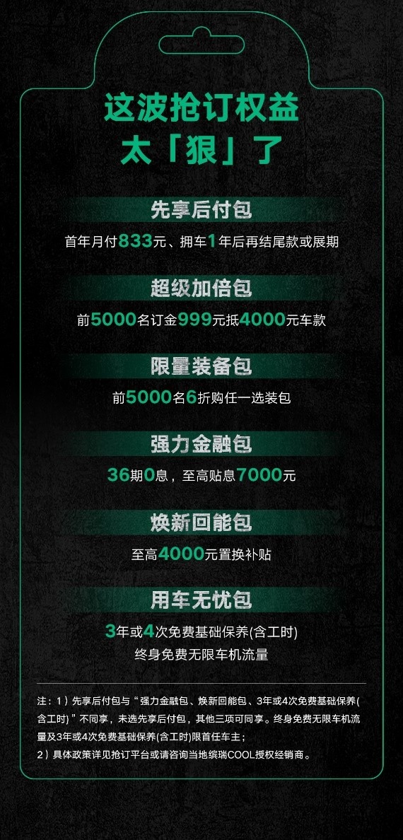 吉利缤瑞COOL抢订价9.58万起，前5000名获赠超“狠”权益