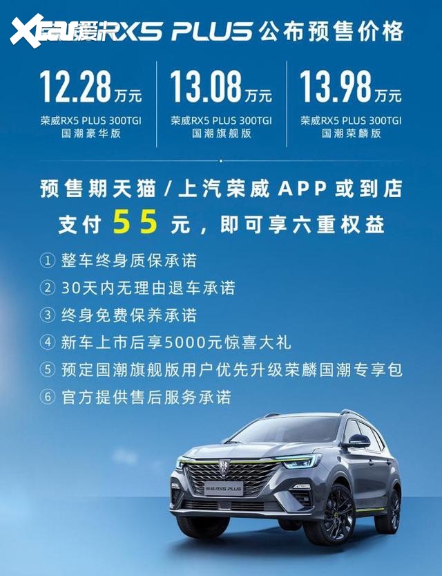 荣威rx5 plus预售12.28-13.98万元