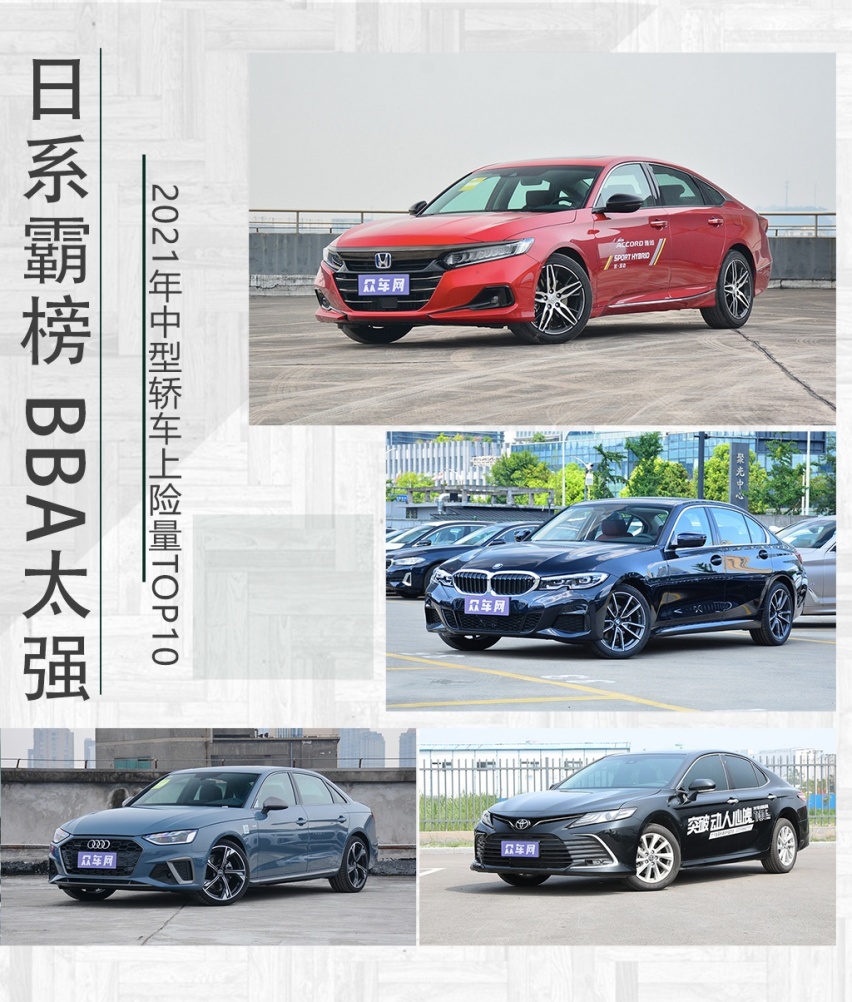 日系车霸榜 “BBA”太强 2021年中型轿车上险量TOP10