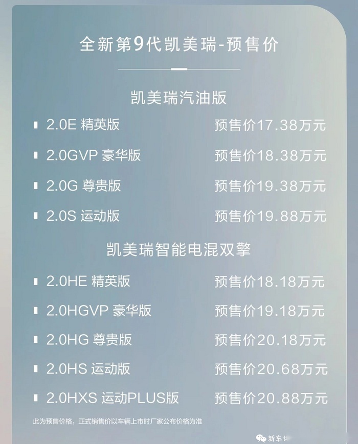17.38万起，10大核心升级！广汽丰田第九代凯美瑞预售