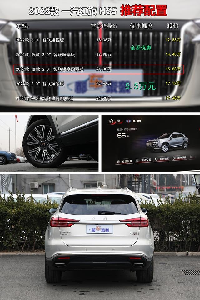 新车全系优惠后仅售12.88万起？推荐中配四驱版，红旗HS5导购解析