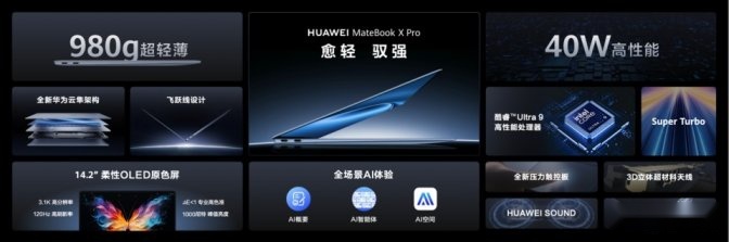 全新华为MateBook X Pro正式发布