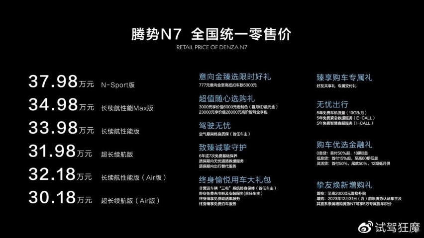 售价30.18万起！全球首款智能豪华猎跑SUV腾势N7震撼上市