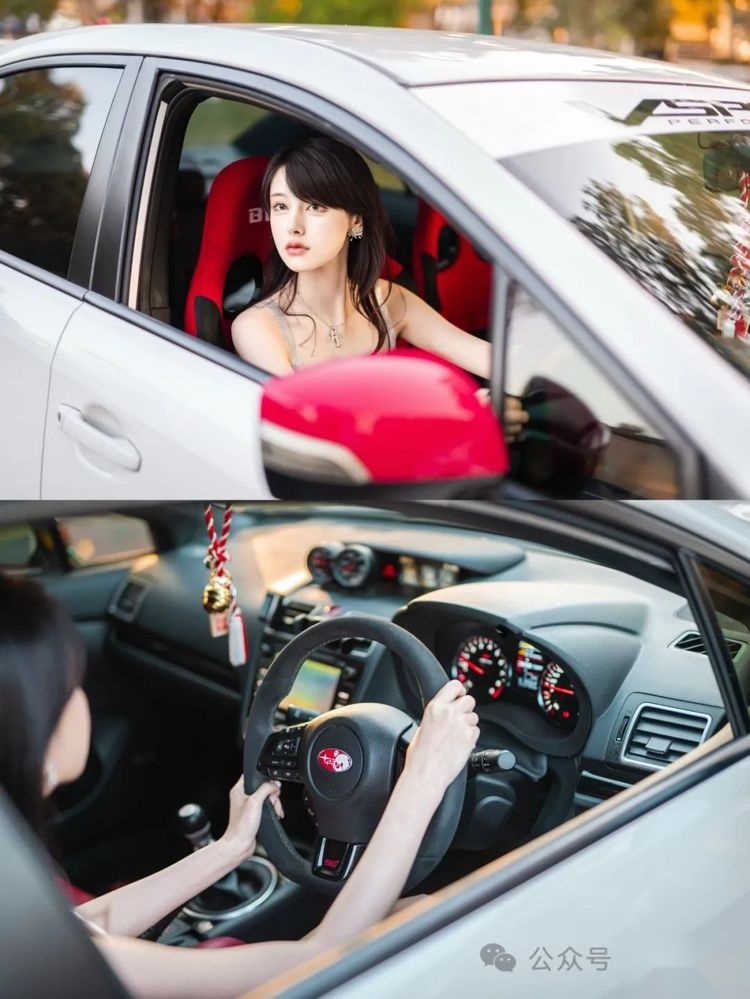 樱花粉点缀的竞技风11代斯巴鲁WRX STI，小姐姐都表示无法抗拒