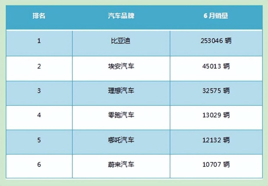 6月新能源销量公布，比亚迪、特斯拉憋大招，蔚小理中小鹏垫底