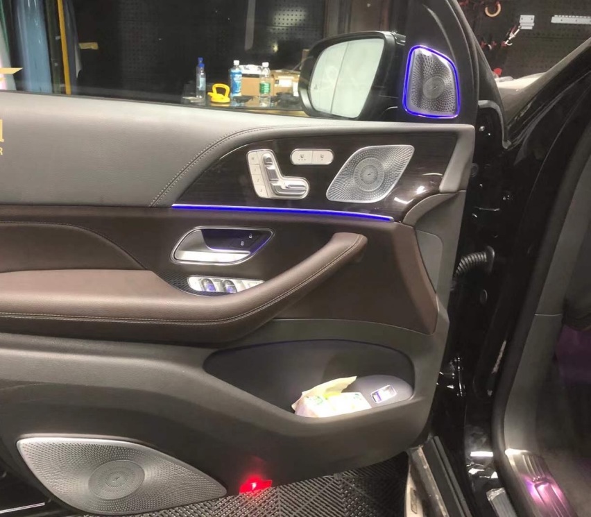 22款奔驰GLS450升级原厂大柏林音响26个喇叭施工案例