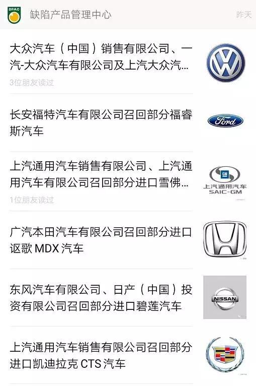 一天六品牌发布召回，快看你的爱车“中召”没？