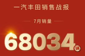 一汽丰田7月销量68034辆，同比增长3%