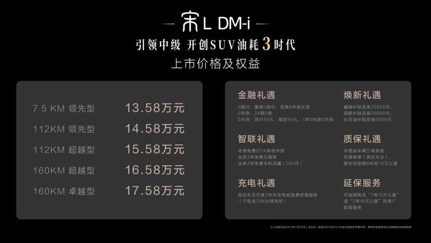 13.58万元起 入门级高配 比亚迪宋L DM-i上市