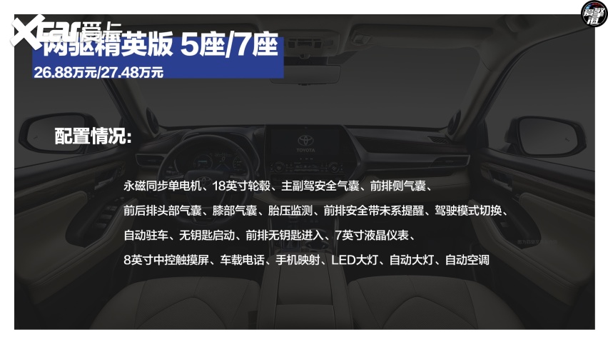 推荐两驱尊贵版7座 广汽丰田全新一代汉兰达购车手册