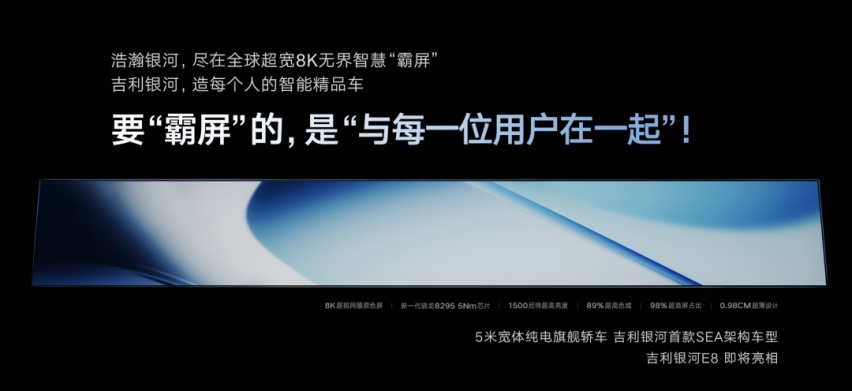 将车载屏幕推向新次元 吉利银河E8泰裤辣