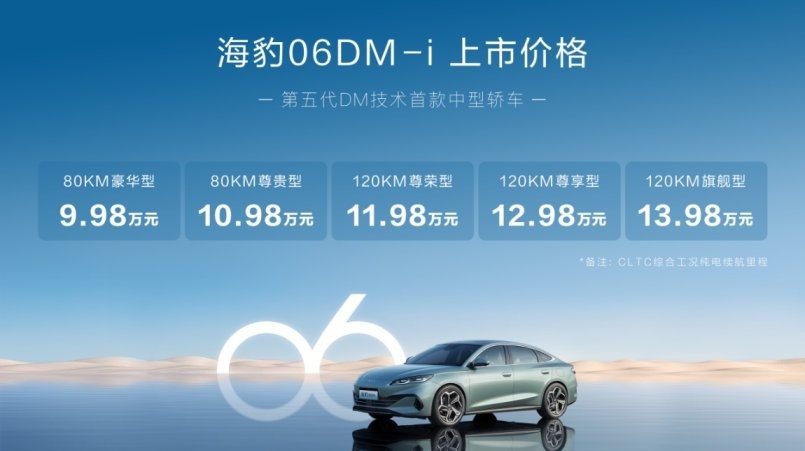 插混新高度：9.98万起售，续航最高2100公里，比亚迪海豹06DM-