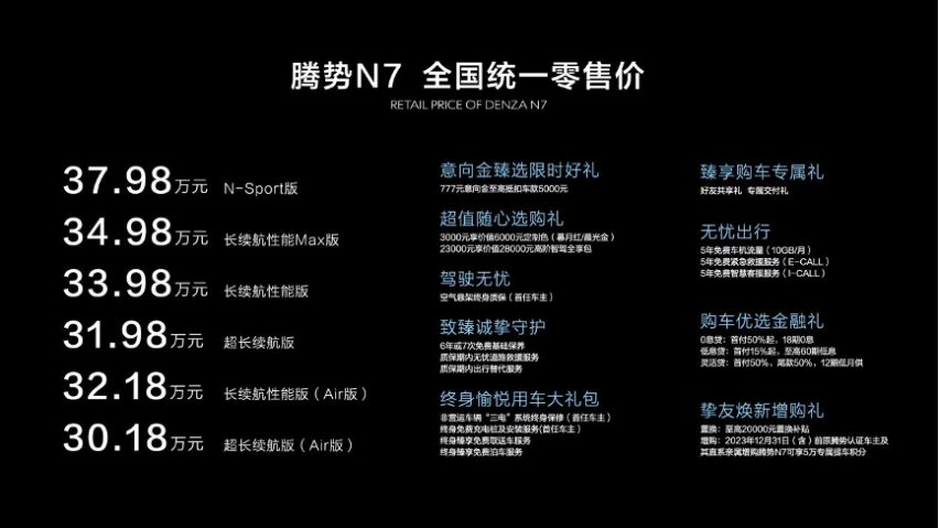 售价30.18万起！全球首款智能豪华猎跑SUV腾势N7震撼上市