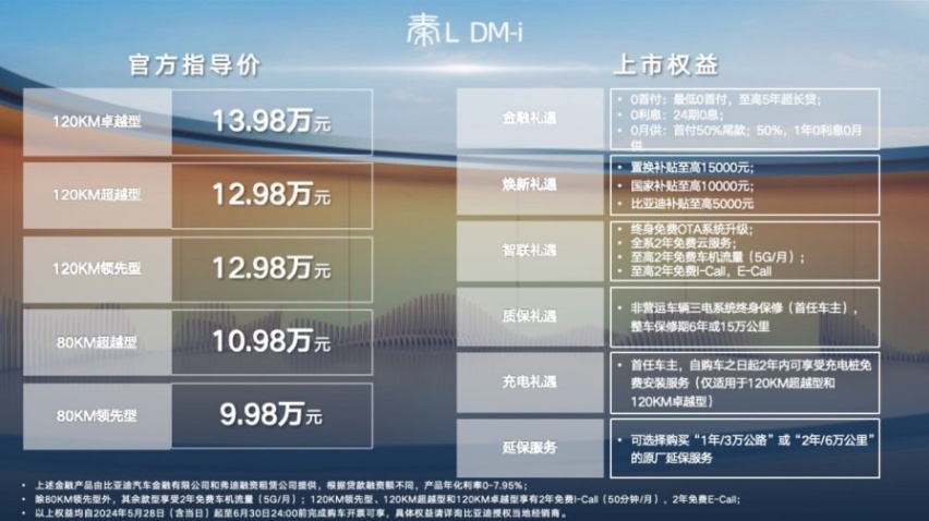 9.98万起 比亚迪秦L DM-i哈尔滨上市