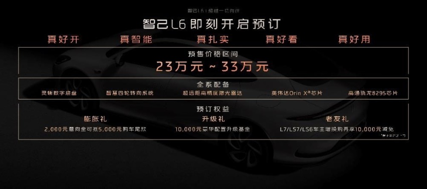 智己L6正式发布，预售价格23万元~33万元