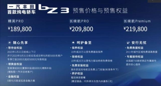 值不值？搭载比亚迪电池和电机，一汽丰田bZ3预售18.98万起