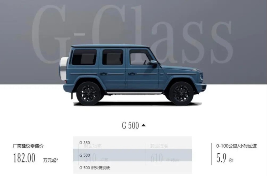 涨价20万的奔驰G500 搭载4.0T V8动力 内饰酷似坦克300