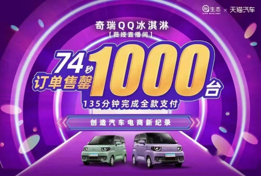 双11买车新玩法？奇瑞QQ冰淇淋在薇娅直播间被秒抢空