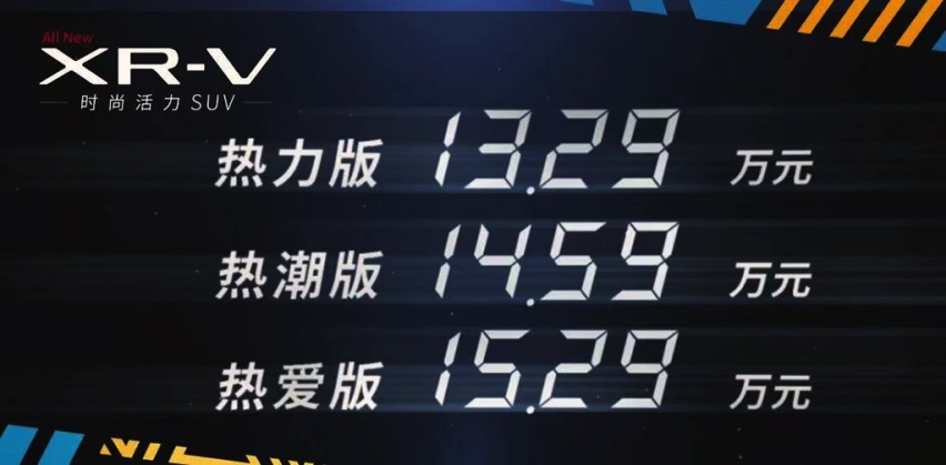 售价13.29万元起，东风本田全新XR-V正式上市