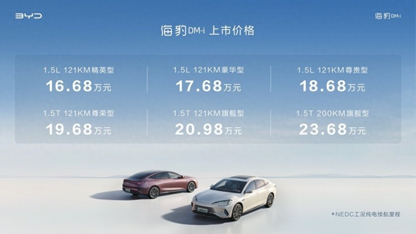 三大主流新价值 五大领先产品力 比亚迪海豹DM-i上市 16.68万起