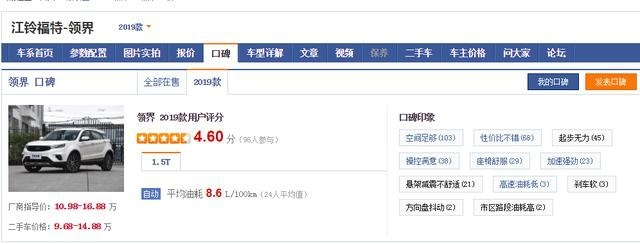 10万起步买合资SUV，全车独悬配1.5T，福特领界魅力很大