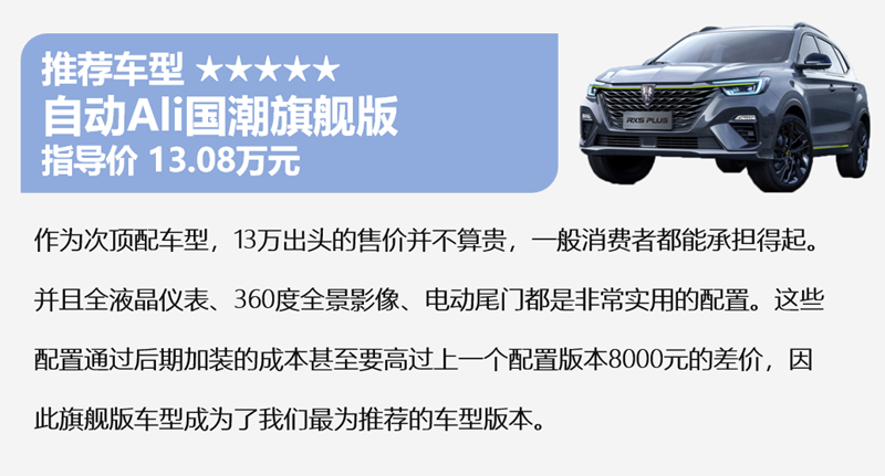 10万起步 颜值升级 荣威RX5 PLUS四个配置怎么选？