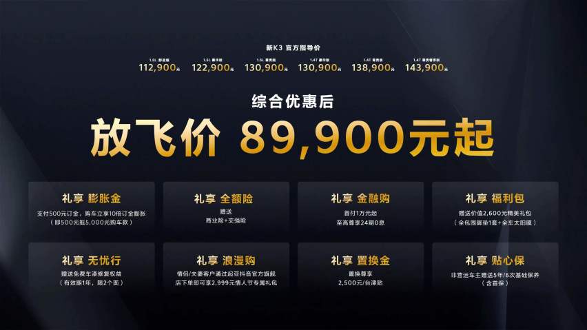 新起亚K3正式上市，颜值加强，放飞价8.99万元起
