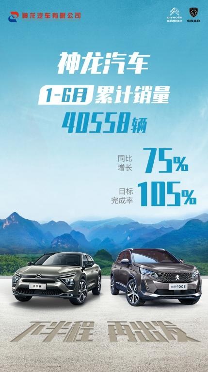 上半年销量同比增长75%，目标完成率105%，神龙汽车表现回暖