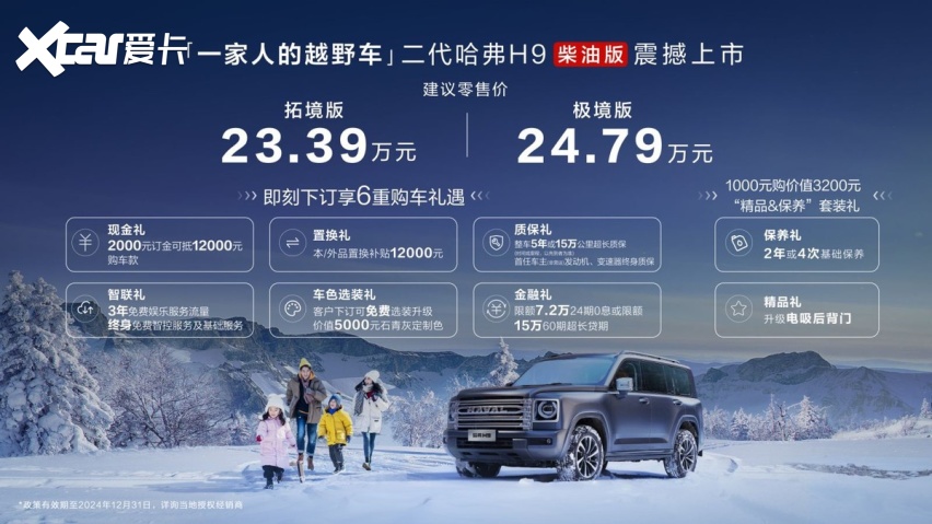 搭载2.4T柴油发动机，二代哈弗H9柴油版上市，23.39万起售