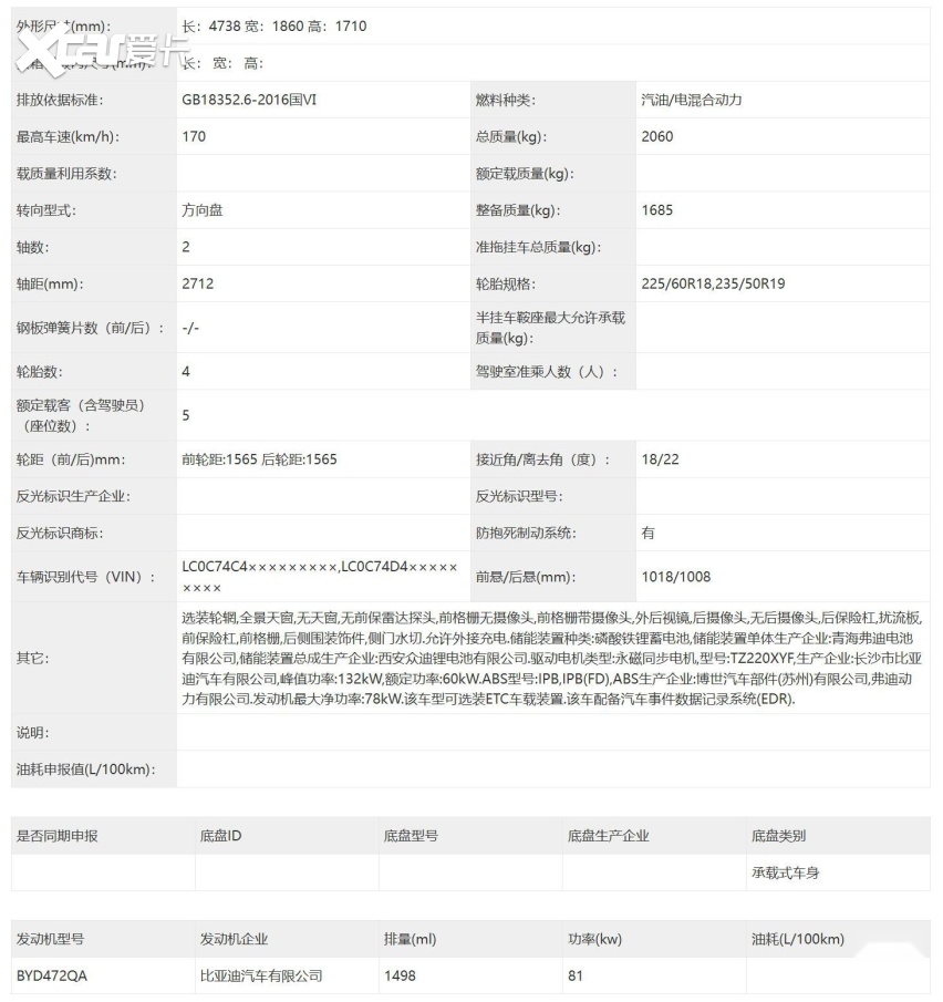 前脸有变化 比亚迪申报新款宋Pro DM-i 更具运动感