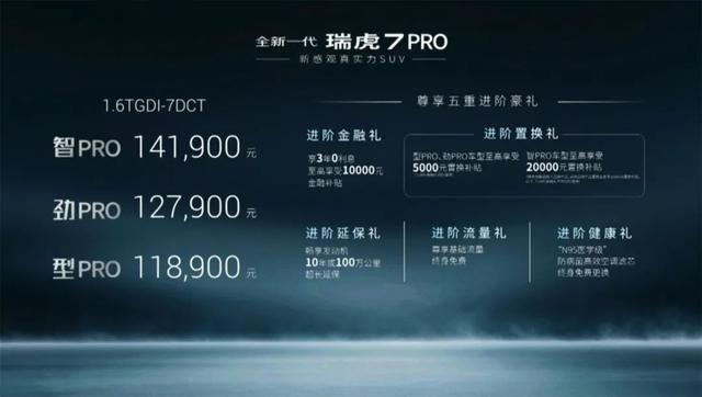瑞虎7换代，新增1.6T Pro版，动力系统全面升级