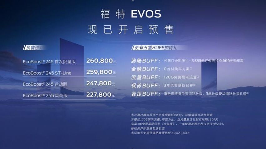 预售价22.78-26.08万元，福特EVOS发出“真香预警”