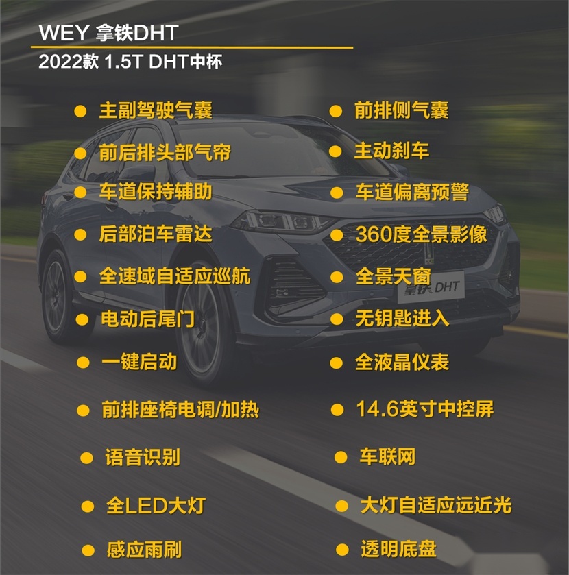 【帮你选车】首款1.5T柠檬智能混动 WEY拿铁DHT三款配置怎么选？