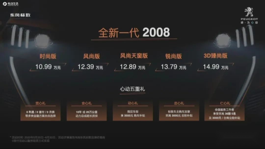 补贴后售16.6万起 东风标致e2008正式上市