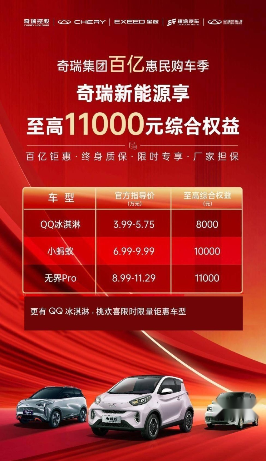 史上最强购车政策 奇瑞集团发布百亿购车钜惠行动
