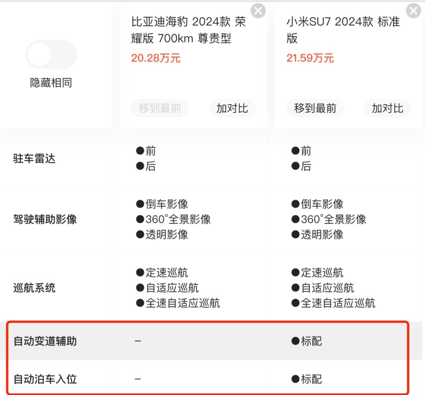 20万预算！海豹荣耀版和小米SU7怎么选？