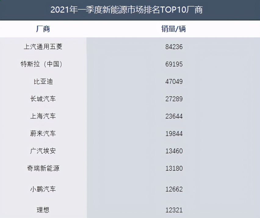 特斯拉又没干过宏光！一季度新能源销量TOP10！