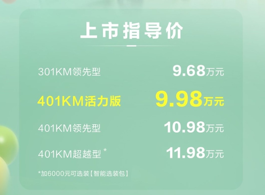 比亚迪元UP新增车型上市 售9.98万元