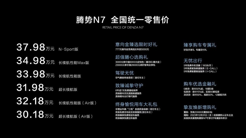 腾势N7正式上市 共6款配置 亮点不少技术优势明显