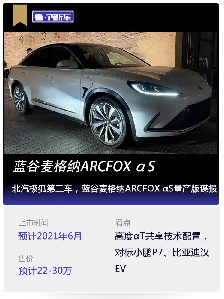 北汽极狐第二车蓝谷麦格纳arcfoxαs量产版谍报