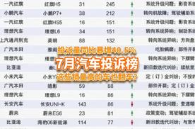 7月汽车投诉量同比暴增40.5%，理想全家桶，一汽红旗让人意外