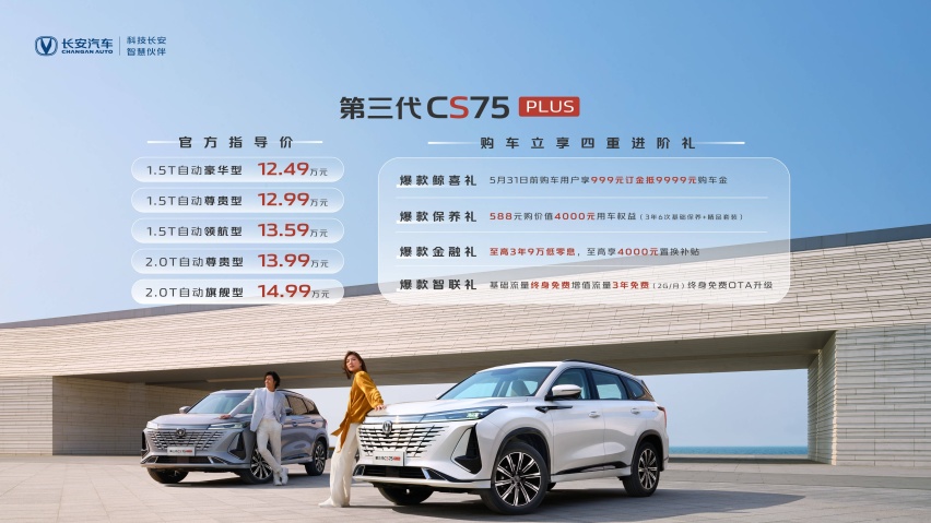 长安第三代CS75PLUS上市发布，领衔明日风潮，再造进阶爆款！