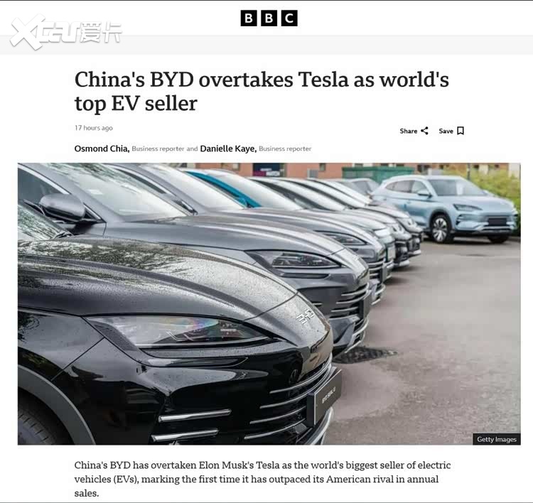 硬核登顶!比亚迪纯电销量超特斯拉,海外市场成增长引擎