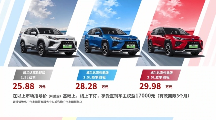 广汽丰田威兰达高性能版正式上市 售价25.88万元起