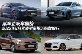 2025年8月紧凑型车投诉指数排行：某车企双车霸榜