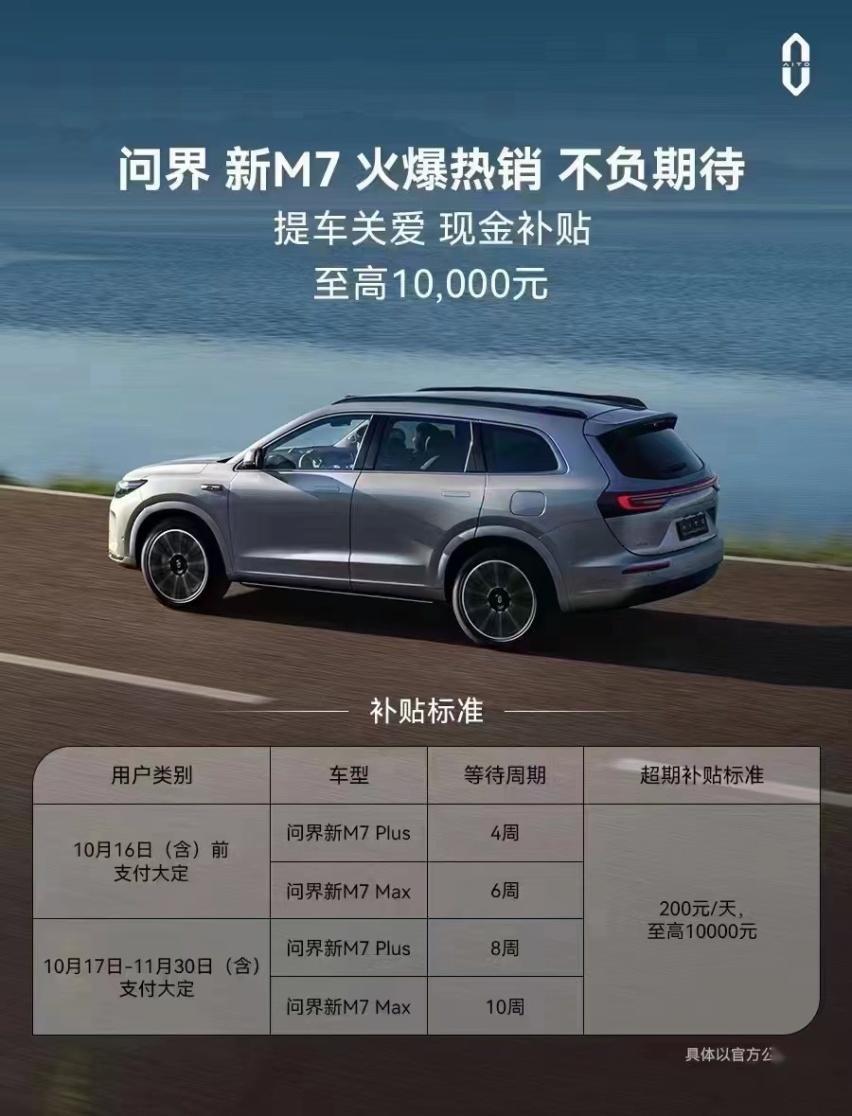 10月：理想破4万，小鹏破2万，问界M7单车交付破万