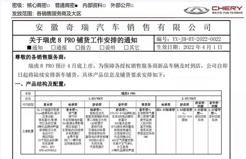 广汽传祺新款GS3 POWER上市、奇瑞瑞虎8 PRO疑似预售价被曝光