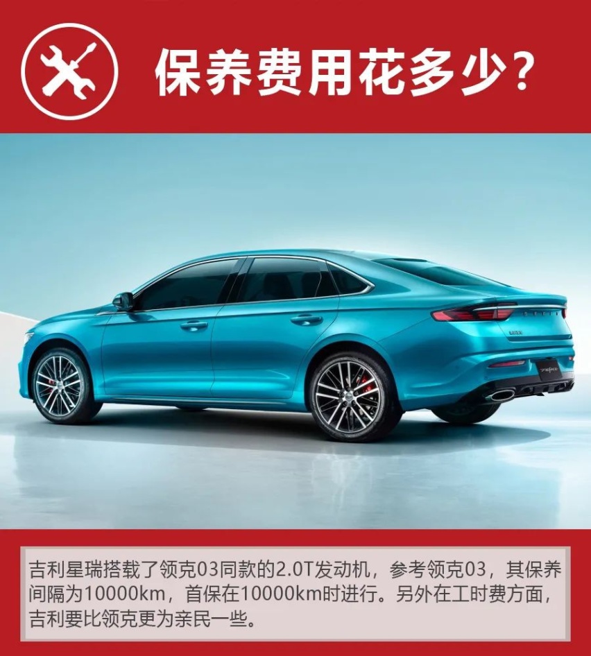 领克03同款2.0T发动机，吉利星瑞养车成本分析！