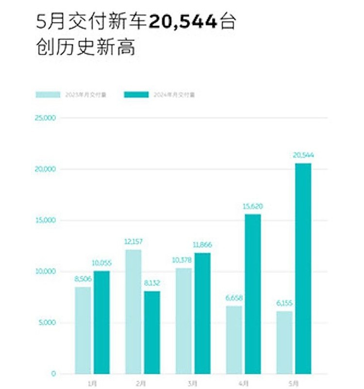 5月新势力品牌销量出炉！